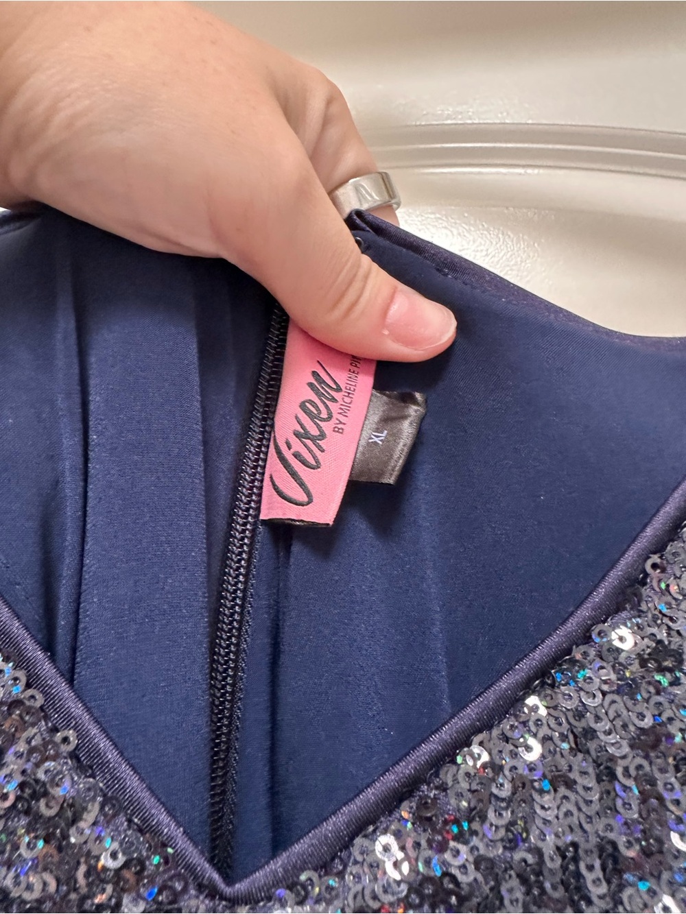Vixen by Micheline Pitt Glitz and Glamour dress in Navy Size XL - Picture 2 of 2